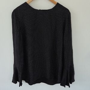 NWT Ann Taylor Black and White Polka Dot Blouse And Bell Sleeves